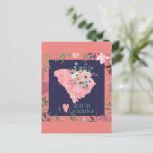 かわいらしフローラアイラブサウスカロライナ州の地図 ポストカード (スタンド正面)