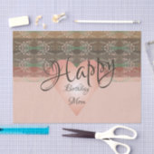 かわいらしフローラアクセント付きストライプティッシュペーパー 薄葉紙 (クラフト)