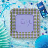 かわいらしフローラアクセント付き正方形 ペーパープレート (パーティー)