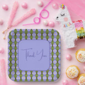 かわいらしフローラアクセント付き正方形 ペーパープレート (パーティー)