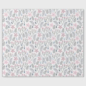 かわいらしフローライラストレーション落下植物学 ラッピングペーパー (フラット)