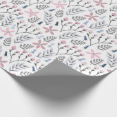 かわいらしフローライラストレーション落下植物学 ラッピングペーパー (角)