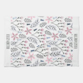 かわいらしフローライラストレーション降下植物 キッチンタオル (横)