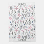 かわいらしフローライラストレーション降下植物 キッチンタオル (縦)
