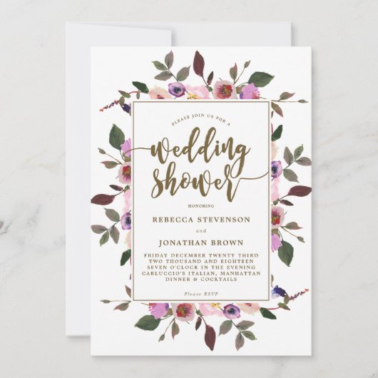 かわいらしフローラウェディングシャワー 招待状 (正面)