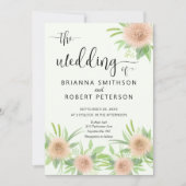 かわいらしフローラウォーターカラーアスター結婚の花 招待状 (正面)