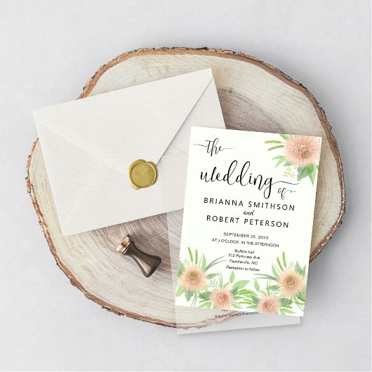 かわいらしフローラウォーターカラーアスター結婚の花 招待状