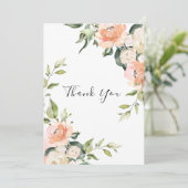 かわいらしフローラウォーターカラーピーチ結婚ーズ サンキューカード (スタンド正面)