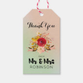 かわいらしフローラウォーターカラーブーケ結婚の感謝 ギフトタグ (正面)