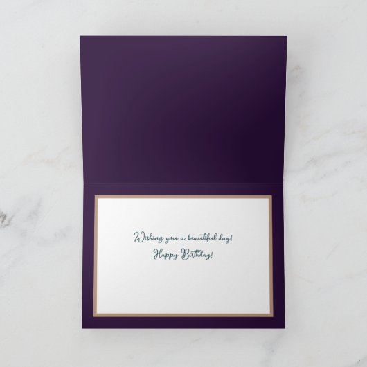 かわいらしフローラエレガントデイジーフラワーパープル誕生日 カード (内部)