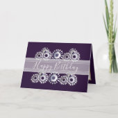 かわいらしフローラエレガントデイジーフラワーパープル誕生日 カード (正面)