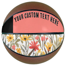 かわいらしフローラエレガント花模様カスタム文字 バスケットボール