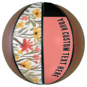 かわいらしフローラエレガント花模様カスタム文字 バスケットボール (縦)