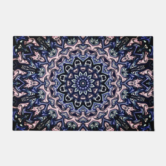 かわいらしフローラエントリー「マンデラ」フラワーbLUEへようこそ ドアマット (正面)