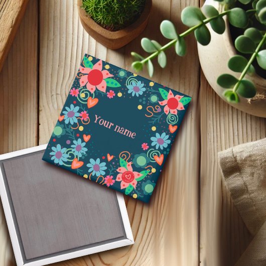 かわいらしフローラカスタマイズハート マグネット