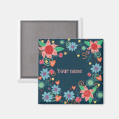 かわいらしフローラカスタマイズハート マグネット (正面/裏面)