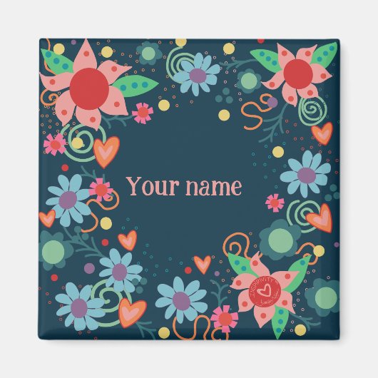 かわいらしフローラカスタマイズハート マグネット (正面)