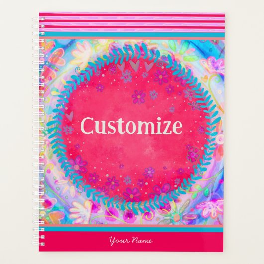 かわいらしフローラカスタマイズ可能な明るい印象 プランナー手帳 (正面)