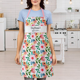かわいらしフローラカスタム文字名パーソナライズされた エプロン