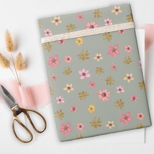 かわいらしフローラガーリーフェミニン可愛い花 ラッピングペーパー