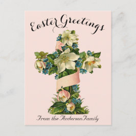 かわいらしフローラクロスヴィンテージ復活祭 ポストカード