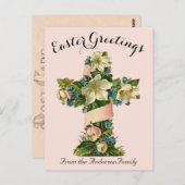 かわいらしフローラクロスヴィンテージ復活祭 ポストカード (正面/裏面)