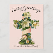かわいらしフローラクロスヴィンテージ復活祭 ポストカード (正面)