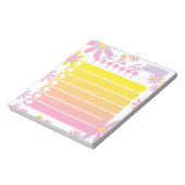 かわいらしフローラシンプルピンクオレンジ黄色To Doリスト ノートパッド (回転)