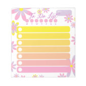 かわいらしフローラシンプルピンクオレンジ黄色To Doリスト ノートパッド (正面)