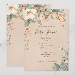 かわいらしフローラスクリプエレガント男女兼用トベビー 招待状