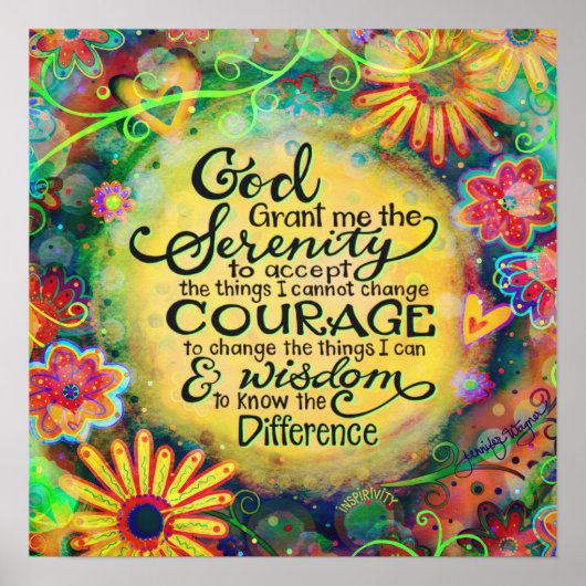 かわいらしフローラセレニティ祈りの言葉イエローインスピリシティ ポスター (正面)