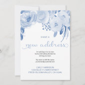 かわいらしフローラダスティブルー新しいアドレスの移動 案内状 (正面)