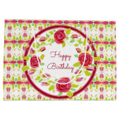 かわいらしフローラデザパターン（の模様が）あるイナ ラージペーパーバッグ (裏面)