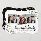 かわいらしフローラド結婚ットの感謝フォトカード サンキューカード (正面/裏面)