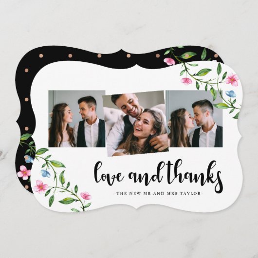 かわいらしフローラド結婚ットの感謝フォトカード サンキューカード (正面/裏面)