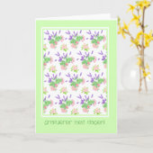 かわいらしフローラノルウェー語あいさつ誕生日 カード (黄色い花)