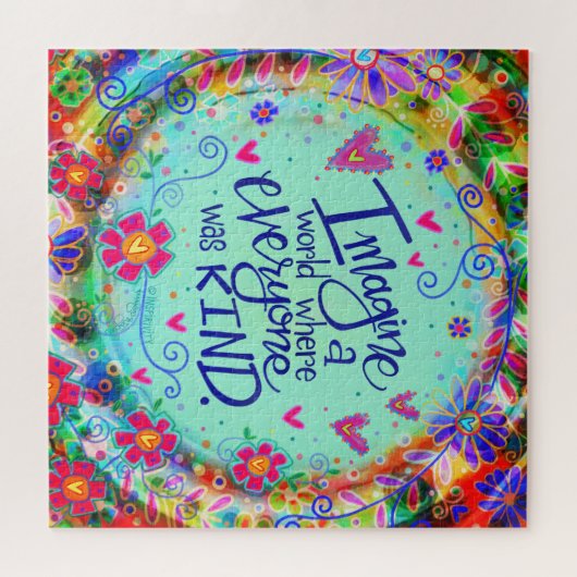 かわいらしフローラハートおもしろいやさしさ引用文トレンディー ジグソーパズル (横)