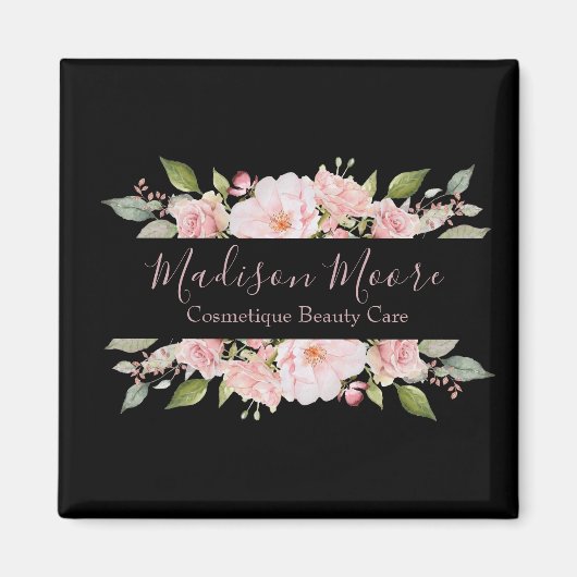 かわいらしフローラバラ名/ビジネス表記 マグネット (正面)