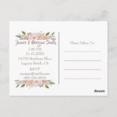 かわいらしフローラバラ引っ越し祝いパーティー招待状 ポストカード (裏面)