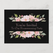 かわいらしフローラバラ引っ越し祝いパーティー招待状 ポストカード (正面)