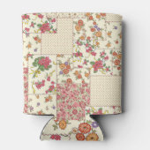 かわいらしフローラパッチワークのシームレスデザイン 缶クーラー (裏面)