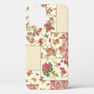 かわいらしフローラパッチワークのシームレスデザイン iPhone 12ケース