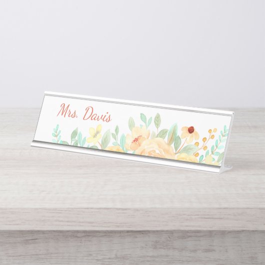 かわいらしフローラパーソナライズされたギフト先生事業 デスクネームプレート (正面)