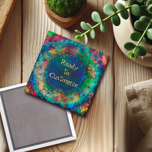 かわいらしフローラパーソナライズされたブルー吸光磁石 マグネット