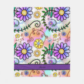 かわいらしフローラパーソナライズされた名 フリースブランケット (正面)