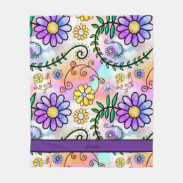 かわいらしフローラパーソナライズされた名 フリースブランケット