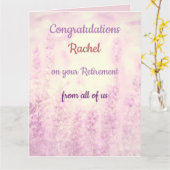 かわいらしフローラパーソナライズされた退職 カード (黄色い花)