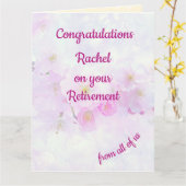 かわいらしフローラパーソナライズされた退職 カード (黄色い花)