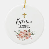かわいらしフローラパーソナライズされた《キリスト教》洗礼式や命名式ベビーガール セラミックオーナメント (正面)