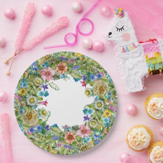 かわいらしフローラパーティープレート ペーパープレート (パーティー)